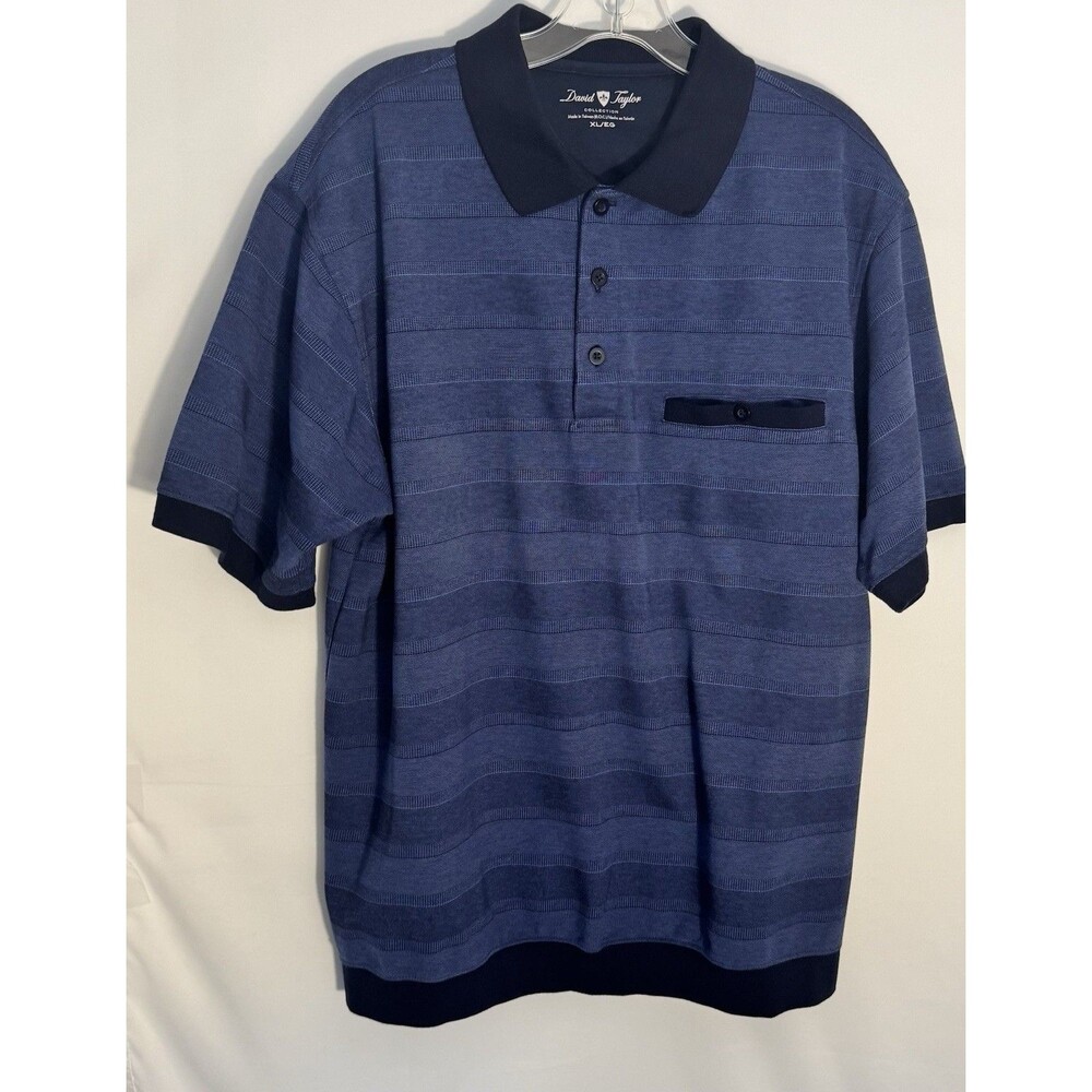 David Taylor Blue Stripe Polo Shirt Men’s Size XL